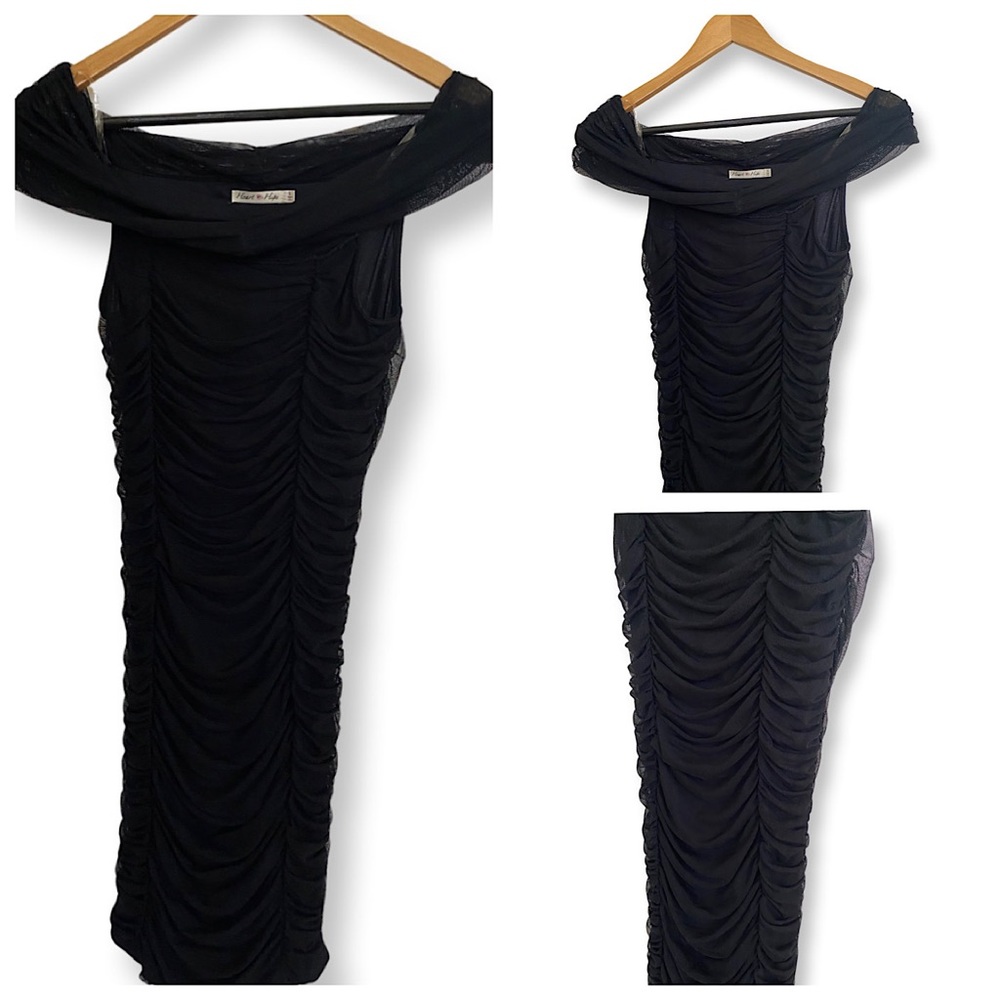 Heart Hips Black Ruched Straight Mini Dress. Size: Small